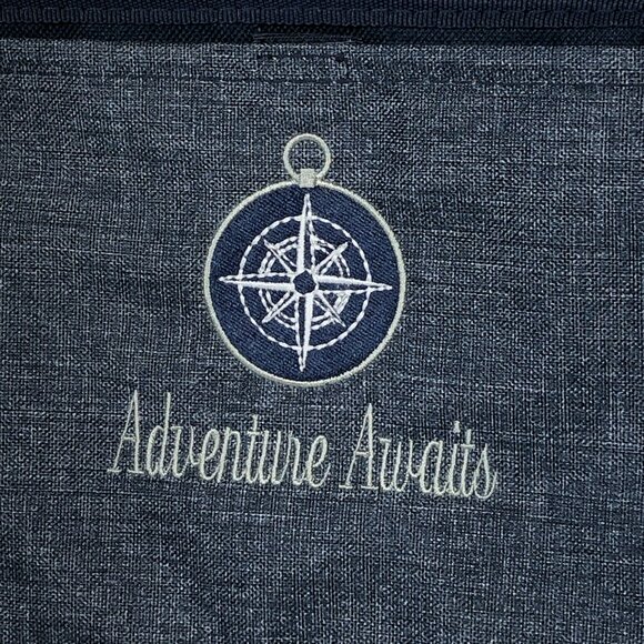 Thirty One Get Creative Zip Pouch (NWT) Navy Crosshatch with embroidery design - Picture 2 of 5